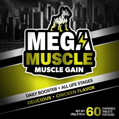 Mega Muscle Muscle Gain 2-in-1 Daily Booster & Multivitamin Chewable Tablets for Dogs, 60 count