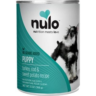 Nulo, FreeStyle Paté Puppy Chicken, Salmon & Lentils, Pollo + Salmón + Lentejas con DHA, Sin Granos, Cachorros, 369 g × 12 latas
