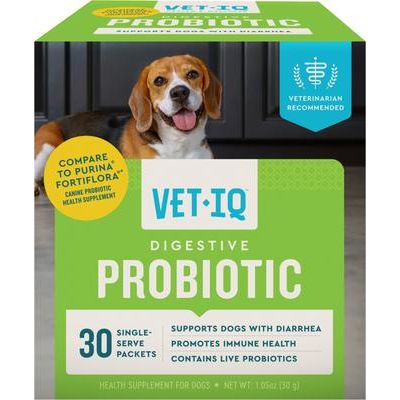 VetIQ, Probiotic Powder, Enterococcus faecium, sabor Hígado de Pollo, 30 sobres.