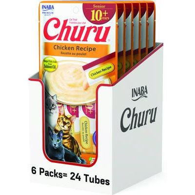 Churu para gatos mayores de 10 años, golosinas para lamer con receta de atún, tubo de 0.5 oz, 24 unidades