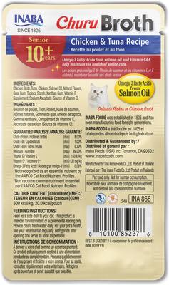 Churu - Golosinas para lamer con caldo de pollo y atún para gatos mayores de 10 años, bolsa de 1.4 oz, 12 unidades