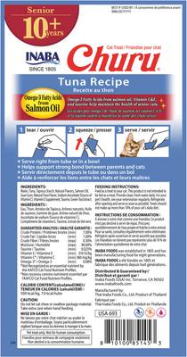 Churu para gatos mayores de 10 años, golosinas para lamer con receta de atún, tubo de 0.5 oz, 24 unidades