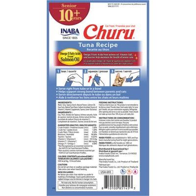 Churu para gatos mayores de 10 años, golosinas para lamer con receta de atún, tubo de 0.5 oz, 24 unidades