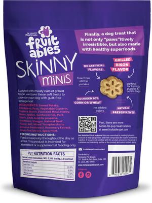 Bundle: Variety Pack - Fruitables Skinny Minis Pumpkin & Berry Flavor Dog Treats, Watermelon & Bison Flavors