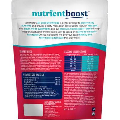 Alimento completo y equilibrado para perros con receta de carne de res, deshidratado al aire, bolsa de 1 lb