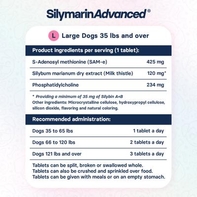 S-Adenosylmethionine & Silybin Tablet Liver Health Supplement for Large Dogs, 30 count