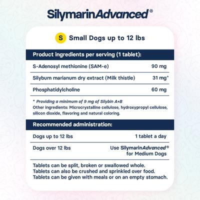 S-Adenosylmethionine & Silybin Tablet Liver Health Supplement for Small Dogs, 30 count