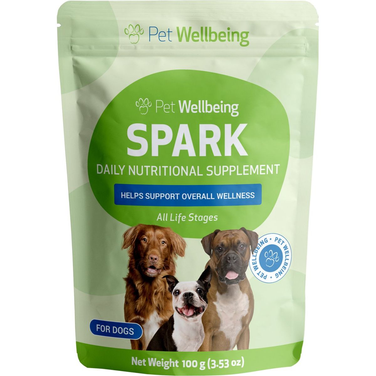 SPARK Powder Multivitamin for Dogs, sabor Tocino. 100 g. - Pet Wellbeing