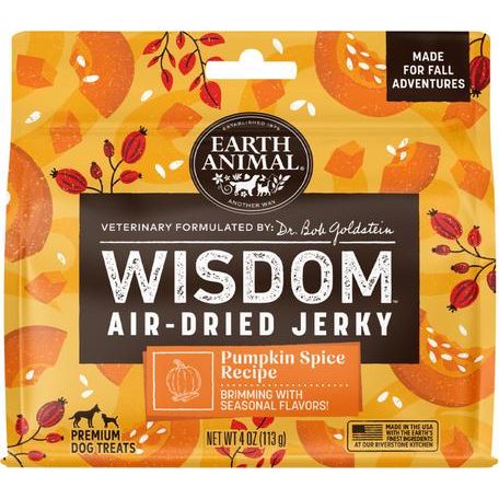 Receta de tiras de cecina natural premium para perros Wisdom, deshidratadas al aire, con bagre, almejas y sardinas, bolsa de 113 g