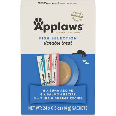 Treats para Lamer, Grain Free Pescado Selection Ingredientes Limitados Lickable. 14 g, caja de 24. - Applaws