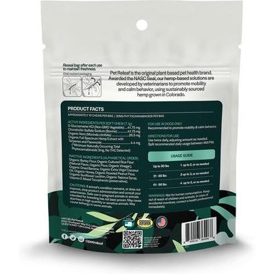 Edibites Hip & Joint Releaf Organic Peanut Butter & Banana Flavored Chew Full Spectrum Hemp Extract Hip & Joint Health Supplement for Dogs, 10 count