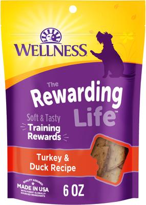 The Rewarding Life - Premios naturales suaves y masticables de cordero y salmón para perros, bolsa de 177 g
