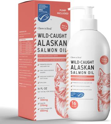 MSC-Certified Pure Wild-Caught Alaskan Salmon Oil Skin & Coat Supplement for Dogs, 8-fl oz bottle