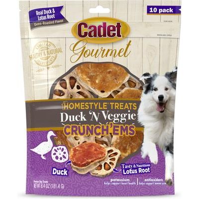 Golosinas para perros Gourmet Homestyle Lotus Root Crunch'ems con sabor a pollo y verduras, 10 unidades