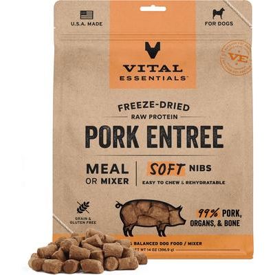 Alimento para perros con carne cruda liofilizada, entrada y mezcla de bocaditos suaves, bolsa de 14 oz
