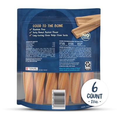 Golosinas masticables de larga duración con sabor a mantequilla de maní para perros adultos pequeños y medianos, bolsa de 6 unidades