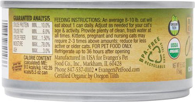 Comida enlatada para gatos Organics Braised Chicken Dinner, 5.5 oz, caja de 24