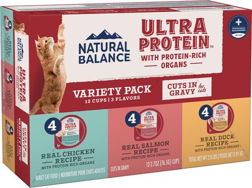 Ultra Protein Real Salmon Recipe with Protein-Rich Organs Cuts in Gravy Wet Cat Food, 2.7-oz cup, case of 10