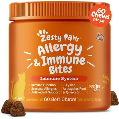 Allergy and Immune Bites, sabor Tocino para Gatos. 60 chews