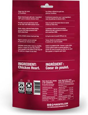Golosinas para perros de corazón de pollo liofilizado, 3 oz
