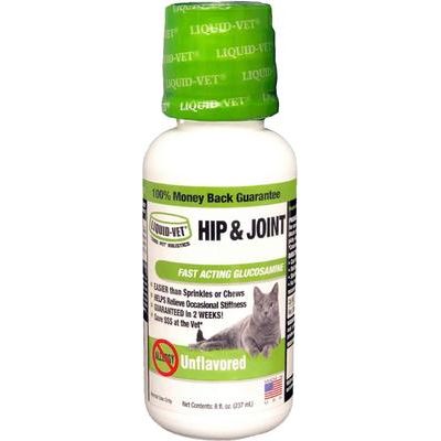 Suplemento para gatos con sabor a pollo para el apoyo de caderas y articulaciones, botella de 8 onzas líquidas