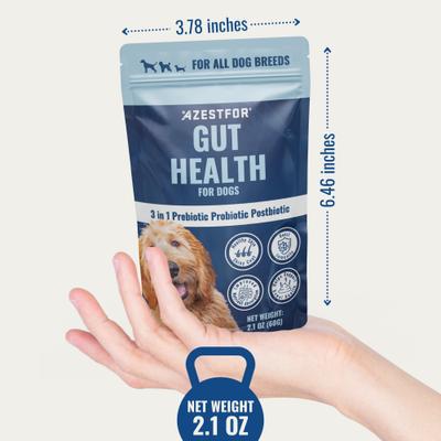 Gut Health 3-in-1 Prebotic Probotic Postbiotic Apple Flavored Powder Supplement for Dogs, 2.1-oz bag