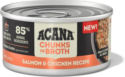 Salmon & Chicken Chunks in Broth Wet Cat Food, 3-oz can, case of 12