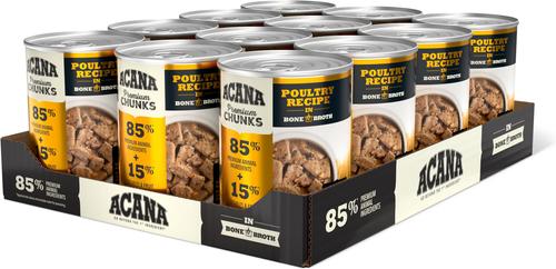 Premium Beef & Poultry Chunks in Bone Broth Variety Pack Grain-Free Wet Dog Food, 12.8-oz cans, case of 6