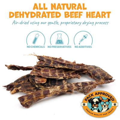 Golosinas deshidratadas de corazón de res para perros, paquete de 3.5 oz