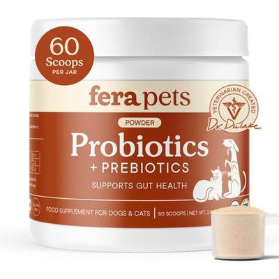 Fera Pets, Probiotics with Prebiotics USDA Organic for Dogs and Cats. 60 scoops