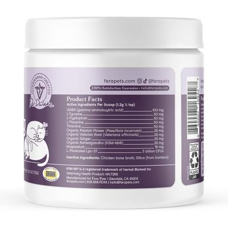 Fera Pets, Calming Support for Dogs and Cats. 60 scoops