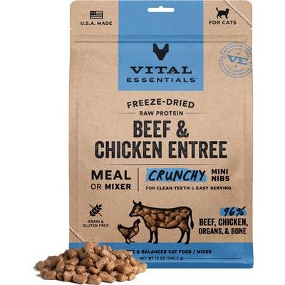 Comida para gatos Crunchy Nibs, entrada y mezcla de carne de cerdo cruda liofilizada, bolsa de 8 oz