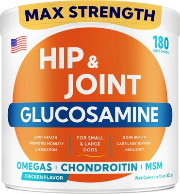 Glucosamine Hip & Joint Chicken Flavored Soft Chew Supplement for Dogs, 120 count