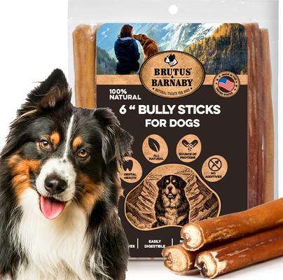 12-Inch Single Ingredient High Protein & Rawhide-Free Bully Sticks Dog Chews, 2 count