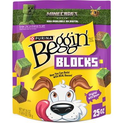 Premios para perros con forma de bloques de película de Minecraft con tocino y cecina, bolsa de 177 g