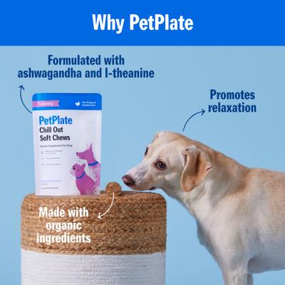 Suplemento masticable suave calmante para perros Chill Out de grado humano, 28 unidades