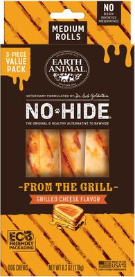 No-Hide From the Grill Long Lasting Natural Rawhide Alternative Medium Grilled Cheese Vegetarian Flavor Rolls Chew Dog Treats, 1 count