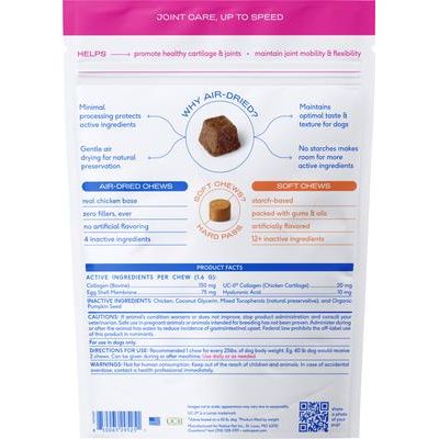 Native Pet, Hip+Joint Mobility Care Chews, UC-II + Colágeno + Membrana de Cáscara de Huevo + Ácido Hialurónico, sabor Pollo, Perros, 60 / 120 masticables