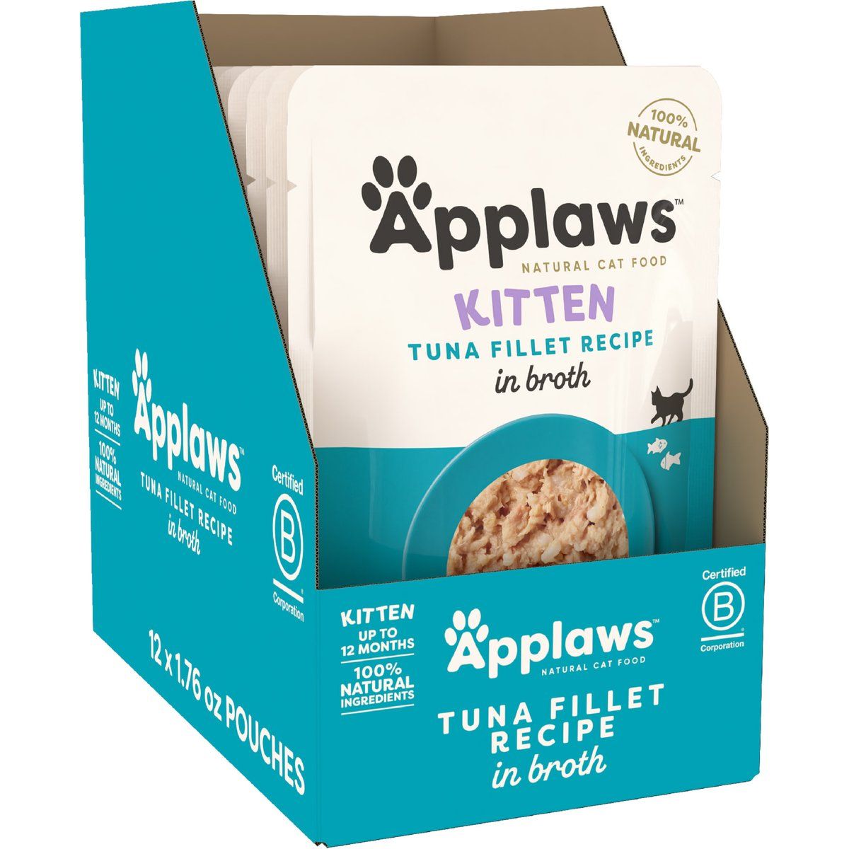 Kitten Alimento Húmedo, Kitten Filete de Atún en Broth. 50 g, caja de 12. - Applaws