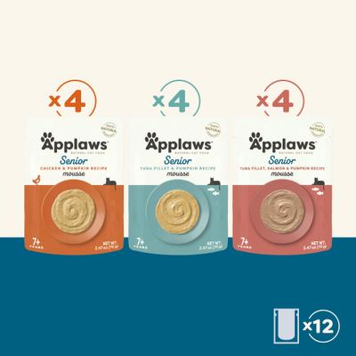 Comida húmeda para gatos Senior Variety Selection Grain-Free Mousse, bolsa de 2.47 oz, caja de 12