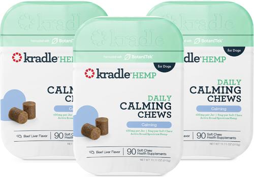 Daily Calming Chicken Flavored Soft Chew Broad Spectrum Hemp Extract Calming Supplement for Dogs, 90 count, bundle of 3