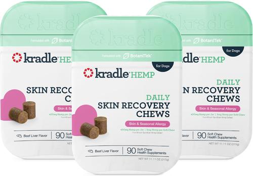 Broad Spectrum Hemp Extract Beef Liver Flavor Skin Recovery Chews Supplement for Dogs, 90 count