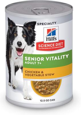 Adult 7+ Senior Vitality Chicken & Vegetable Stew Wet Dog Food, 12.5-oz can, case of 12