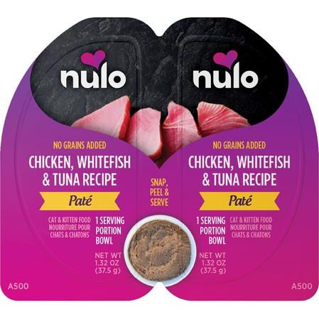 Nulo, Split Cup Patés Chicken & Salmon, Pollo + Salmón, Sin Granos, Gatos y Gatitos, 75 g × 10 twin-packs