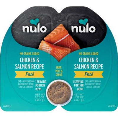 Nulo, Split Cup Patés Chicken & Salmon, Pollo + Salmón, Sin Granos, Gatos y Gatitos, 75 g × 10 twin-packs