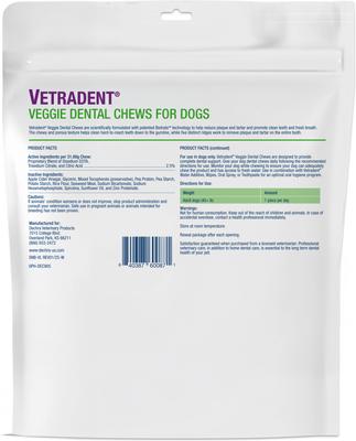 Golosinas dentales masticables vegetarianas para perros adultos grandes, 30 unidades