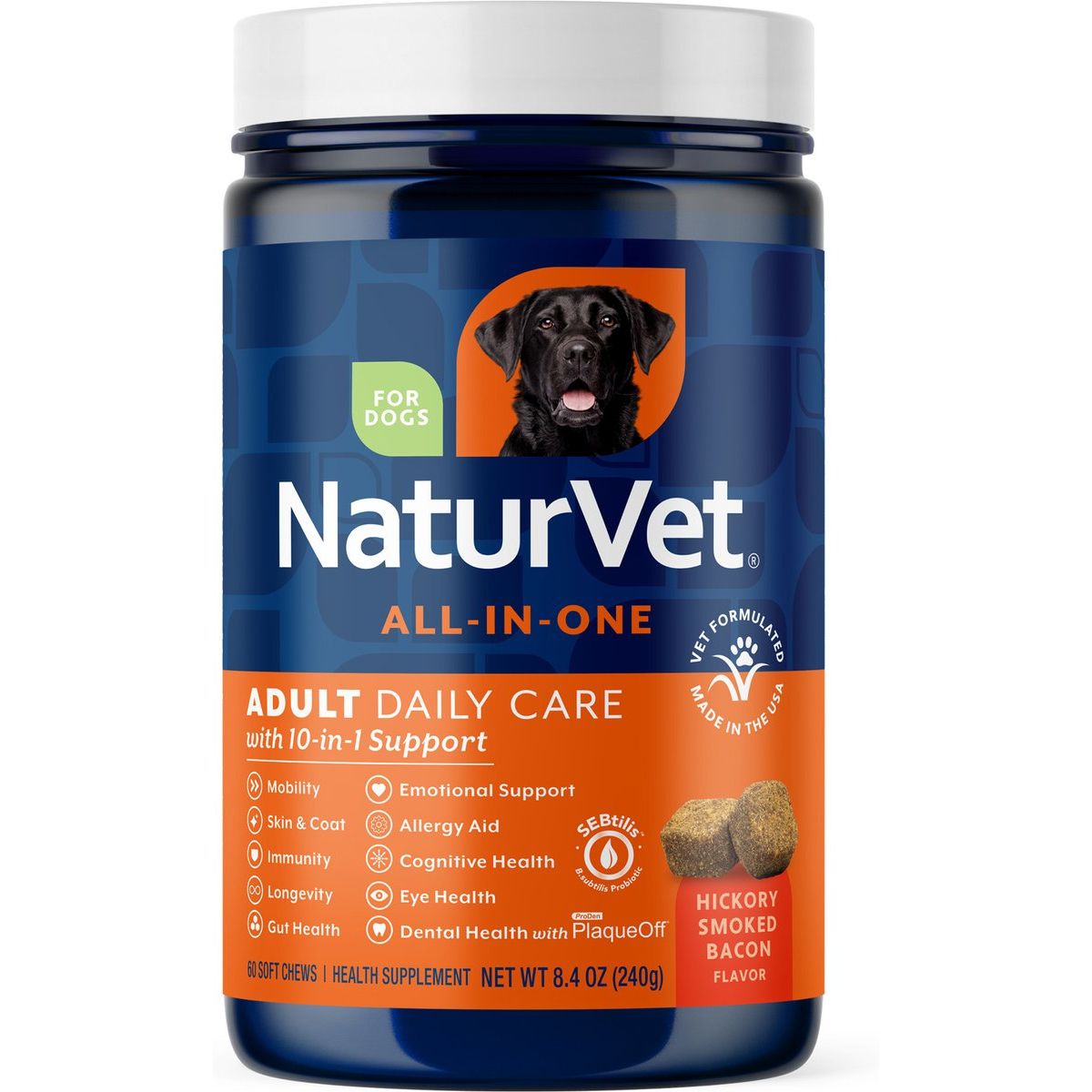 Adult Daily Care All-In-One Supplement, sabor Tocino Ahumado Hickory. 60 unidades.