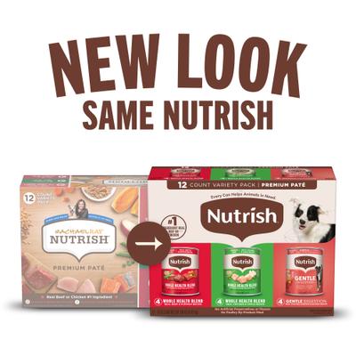 Alimento húmedo para perros Gentle Digestion & Whole Health Blend Premium Pate Variety Pack, lata de 13 oz, caja de 12 (Rachael Ray)