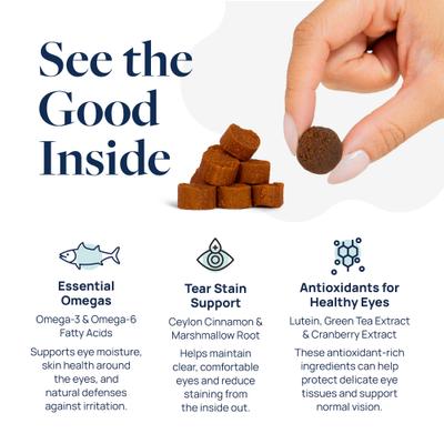 Suplemento masticable suave con sabor a cerdo para la salud ocular de perros, 60 unidades