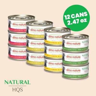 HQS Natural Rotational Diet Chicken Selections & Tuna Pacific Style Variety Pack Canned Cat Food, 2.47-oz, case of 12